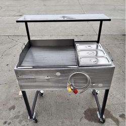 plancha para tacos o taquizas 20 × 24 con tres compartimientos y repisa desmontable