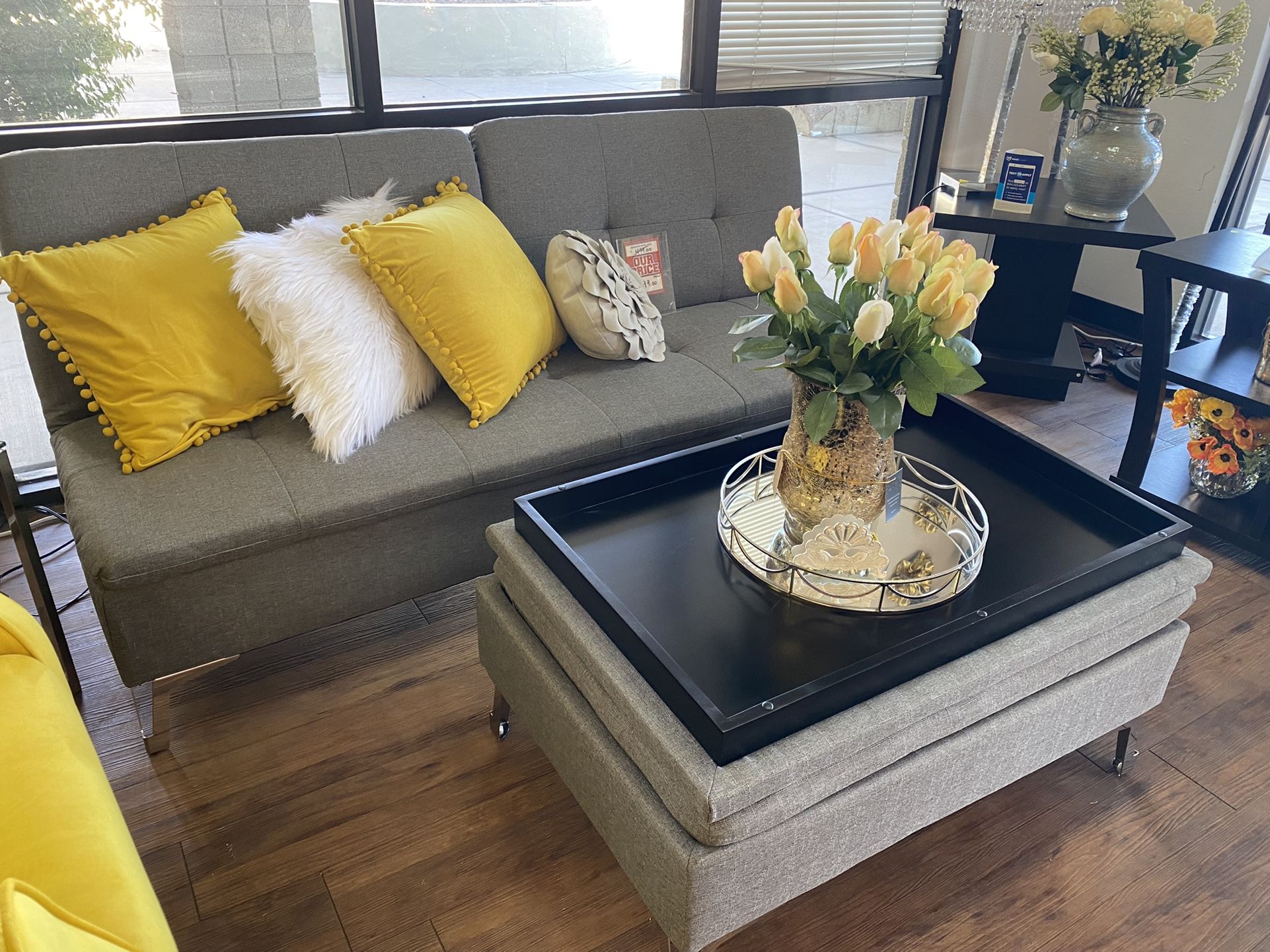 Gray Futon & ottoman