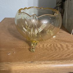 Vintage Lancaster Yellow Topaz Footed Petal Bowl