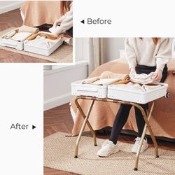 Luggage Rack, Pack of 2, Steel Frame, Foldable for Hotel, Golden