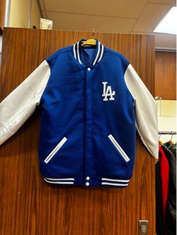 Los Angeles Dodgers JH Design Reversible Fleece With Faux Leather Sleeves Leatherman Mens Size XL