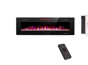 R.W.FLAME 50-in W Black Wall mount LED Flat Wall Electric Fireplace with Remote Control