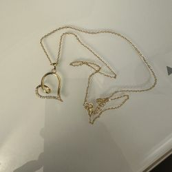 14k Gold Over 925 Sterling Silver Chain Necklace With Heart Pendant 