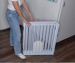 No Pawblems 6-Panel Extra Wide Metal Dog Gate with Cat Door | Open Box | Like New