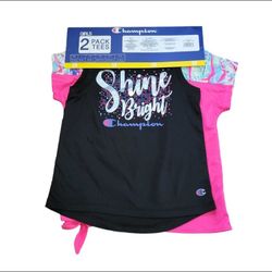 Champion 2 Piece T Shirt Set Girls Size 5 - 6 Pink Black