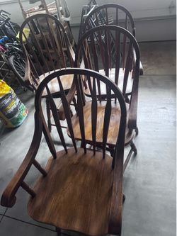 4 Solid wood swivel bar stools 24”