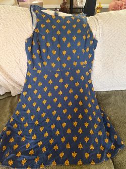 Blue Floral Print Sleeveless dress