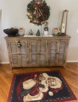Christmas Wreath And Santa Rug