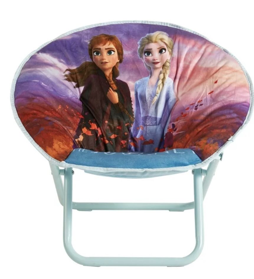 Disney Frozen 2 Saucer Chair, Featuring Anna & Elsa, Pink Polyester for Kids