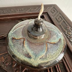 Bill Campbell studio art pottery oil lamp