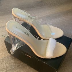 Glass Nude Heels Size 7