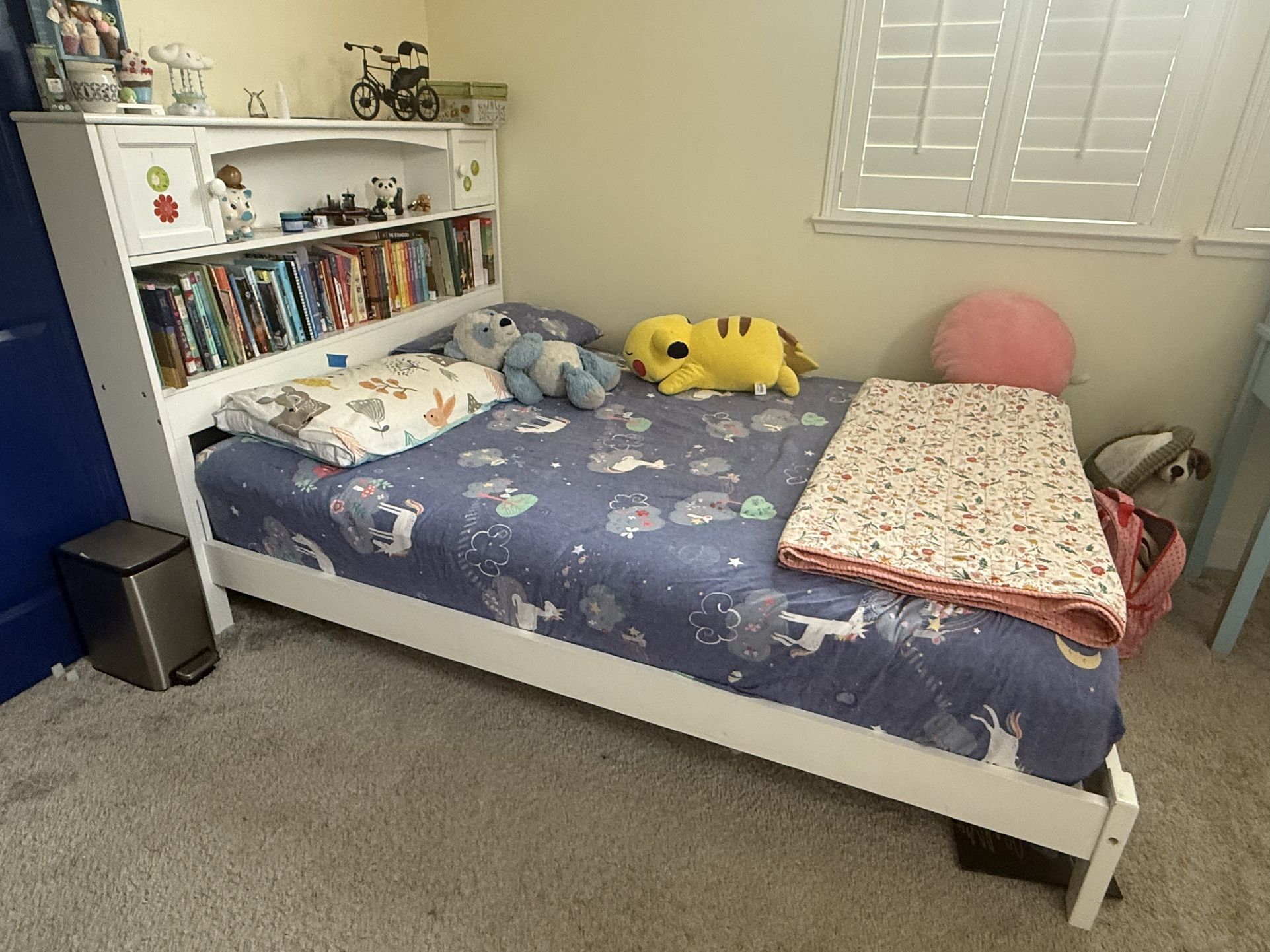 MUST GO SOON! Kids Platform Bed with Bookcase - Willing to Negotiate Price