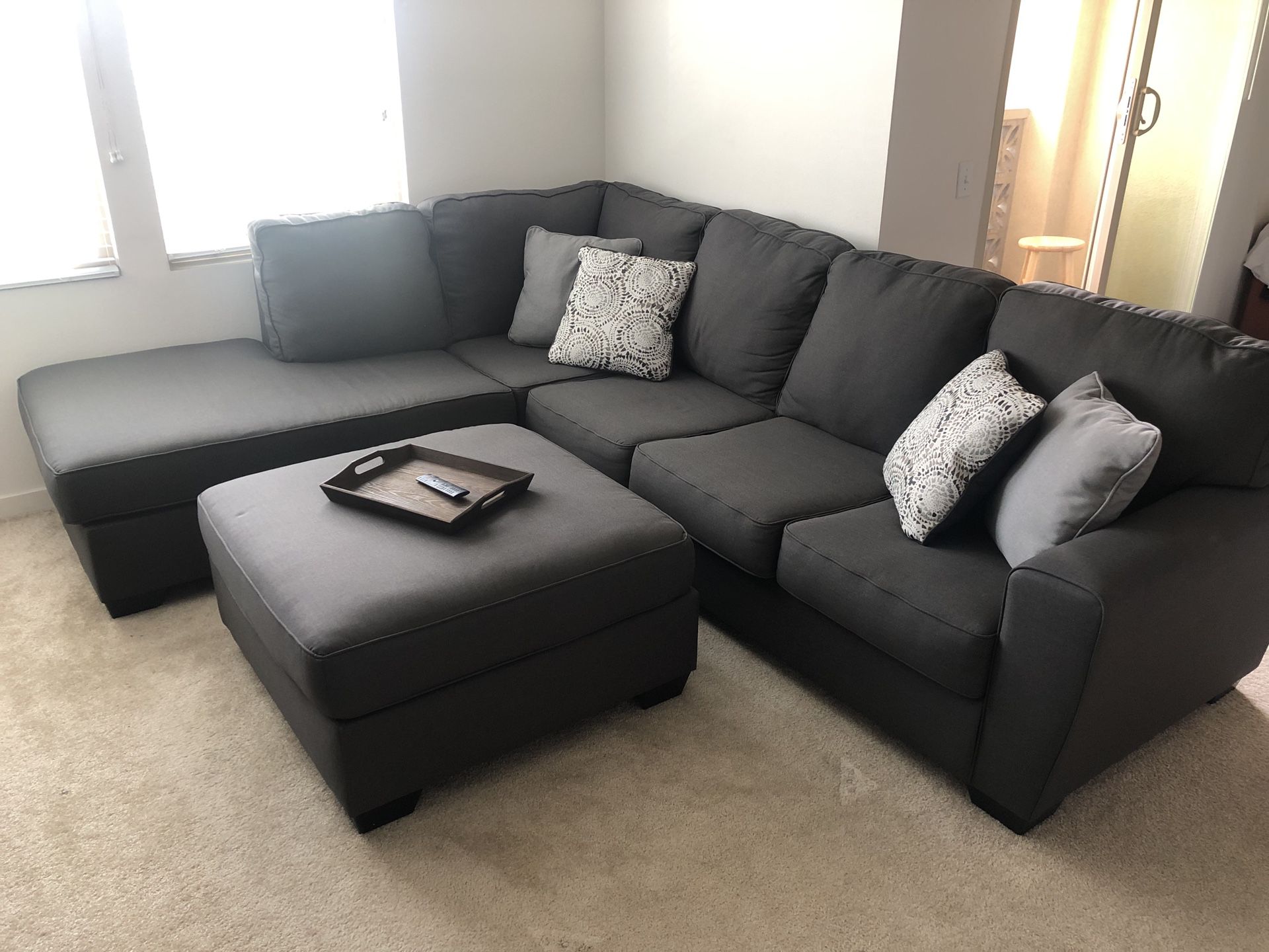 Living Spaces • Grey Sectional Couch • Like New