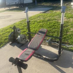 Weight Bench + Weights + Bars 