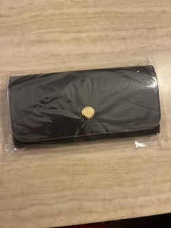 Black Long Wallet With Gold Emblem 