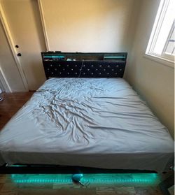 King size bed with LED lights