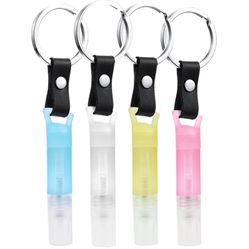 Mini Spray Bottle with Keychain 4pcs Mini Empty Refillable Perfume Plastic Spray Bottle 3ml