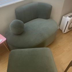 Juliet Modern Velvet Chaise, Olive