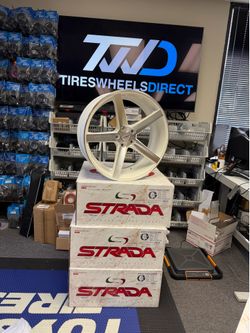 Set of 4 Strada PERFETTO Wheels 20x8.5 (35, 5x112, 72.6) White with Machine Face