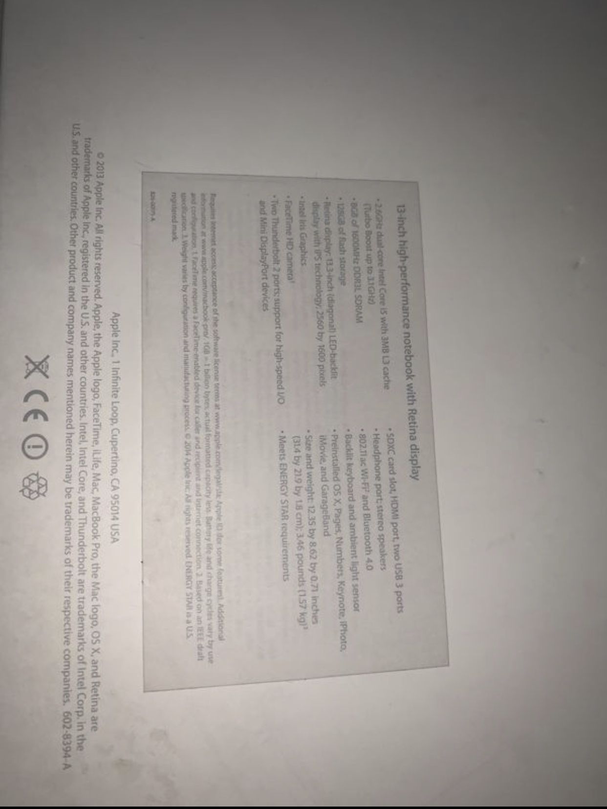 2014 MacBook Pro Retina Display 13inch
