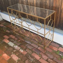 gold framed, mirrored top side table