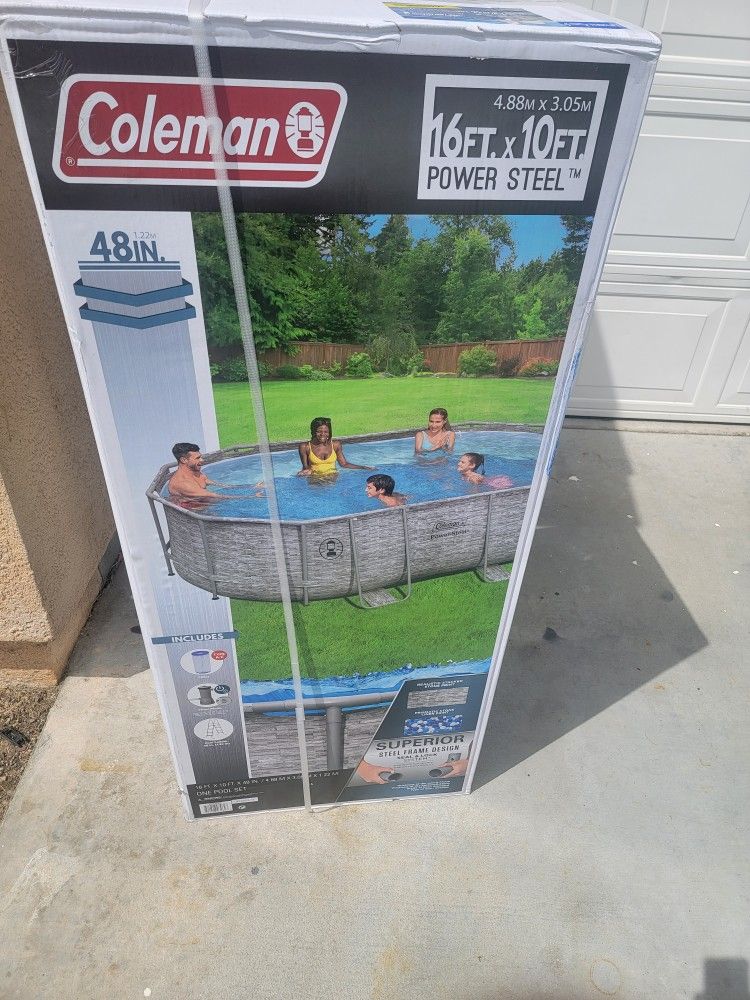 Brand New Coleman Power Steel 16' x 48 Swimming Pool Includes Filter, Pump, And Ladder.