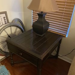 Wood End Table With Drawer
