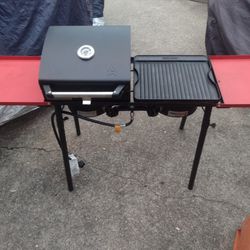 Camp Chef 2 Burner Grill with Cast Iron/Stainless Steel BBQ Grill Box, Cast Iron Reversible Griddle, Carry Cases and Accessories 