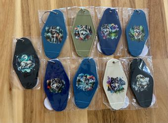 Homemade New UV DTF Wolf Hotel Style Keychains