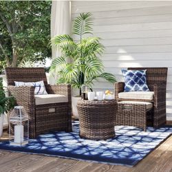 Halsted 5pc Wicker Pario Set Tan Threshold