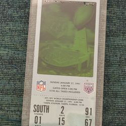 Super Bowl Commemorating Ticket 1991 