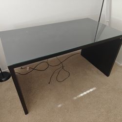 Glass top wooden table