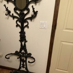 Antique Iron Coat Hanger (with removable tray)