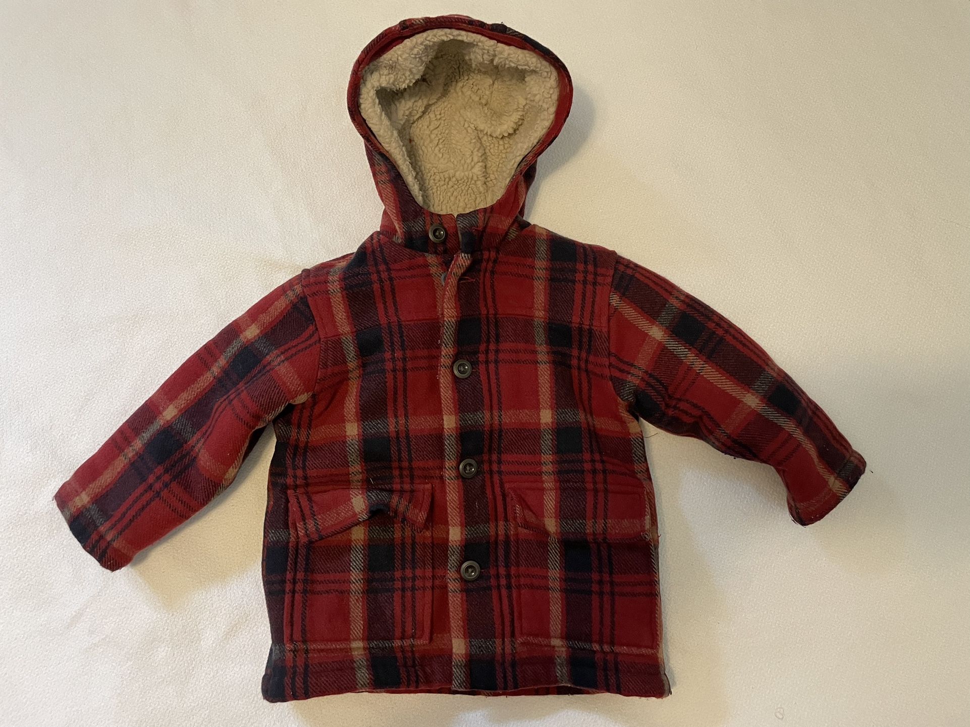 Vintage Gap Wool Blend Sherpa Lined Plaid Jacket Size 4T