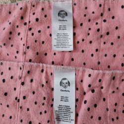 NWOT 2 Pack Gerber 100% Cotton Large Pink Like Watermelon Dots Burp Cloths