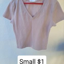 Tan V-neck Top. Croptop. Short Sleeves Blouse. Blusa