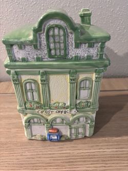 Ceramic Post Office Building Cookie Jar