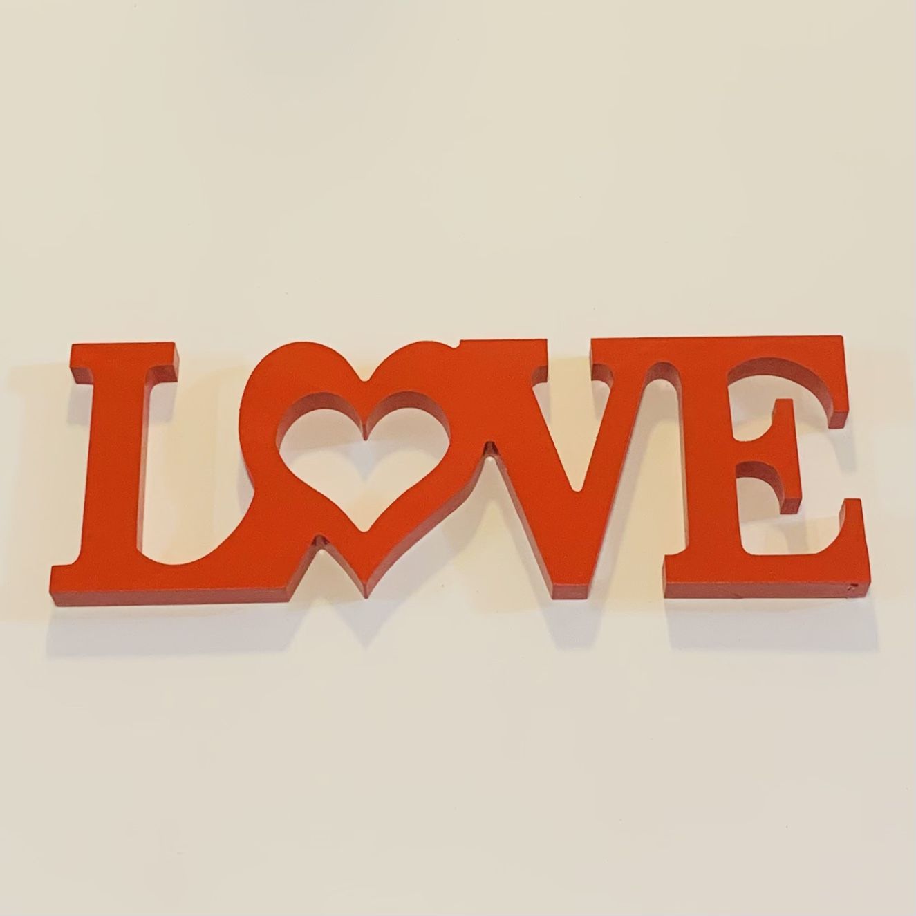 Love Heart 4” x 11.5” Wooden Wood Sign Red Freestanding Valentines Day Home Decor USED