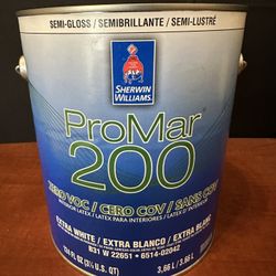 SHERWIN WILLIAMS PROMAR 200 INTERIOR PAINT SEMI-GLOSS COLOR SW7008 ALABASTER 