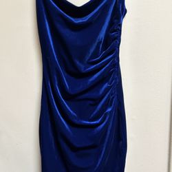 Aakaa- Like New!! Beautiful Royal Blue Velvet Formal Body Con Mini Dress/Size Small