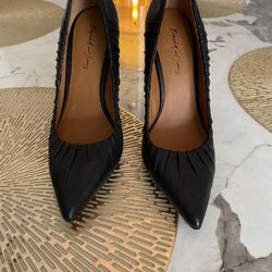 Elizabeth And James Black Leather Stiletto Heels