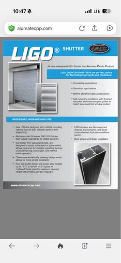 Alumatec LIGO-V2.0 Roll-Up rolling Garage Door Shutter slat Electric motorized
