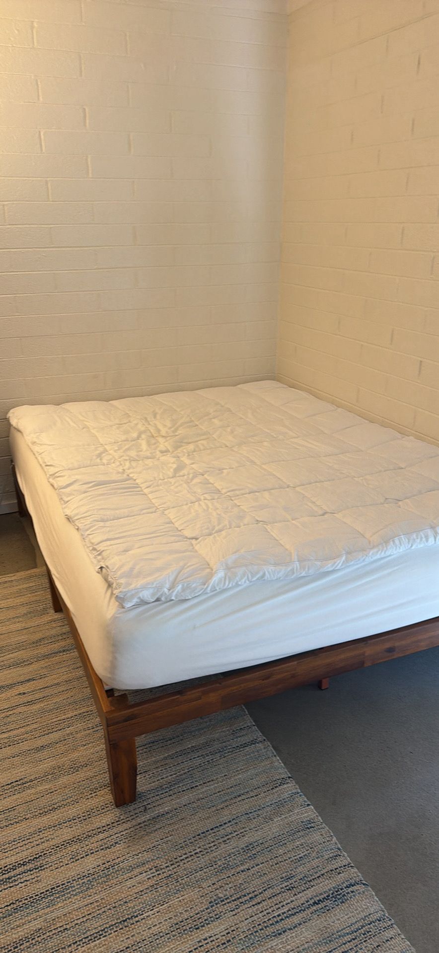 Queen bed frame with mattress and topper ($850 value)