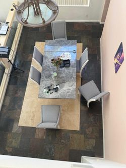 MARBLE TABLE WITH 6 CHAIRS LIKE NEW
