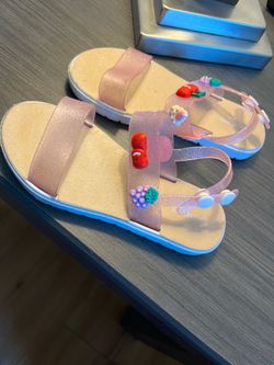 Girls Glitter Jelly Sandals with Fruit Charms
