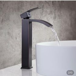 Waterfall Spout One Hole Solid Brass Vessel  Oil Rubbed, And Nickel  F50