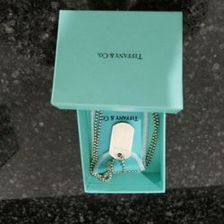 Tiffany & Co. 2003  No. 925 Sterling Silver Coin Edge Dog Tag Pendant On Ball Chain Necklace