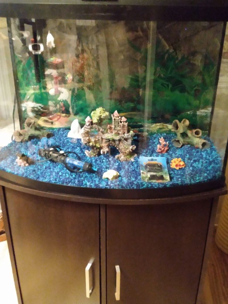 Complete 38 Gallon Bow Front Fish Tank Aquarium..
