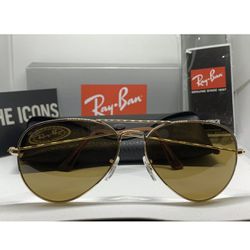 [Bundle 2 pairs] Ray Ban Brown Classic lenses Aviator Pilot style Unisex Large size 62mm w/Accessories Like New