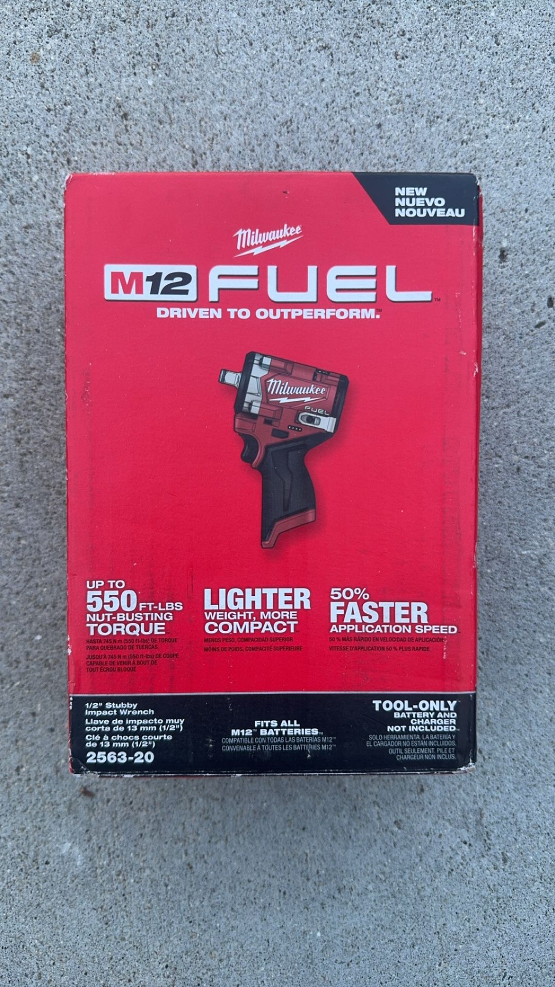 M12 Milwaukee FUEL 1/2 Stubby 550lbs Torque 